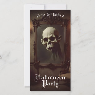 Crânio em Convite de Halloween de Pintura Assombra