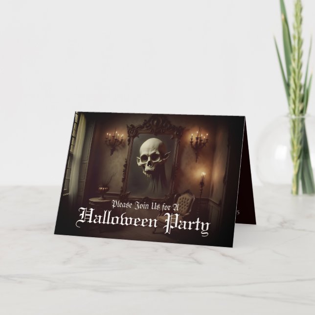 Crânio em Convite de Halloween de Pintura Assombra (Frente)