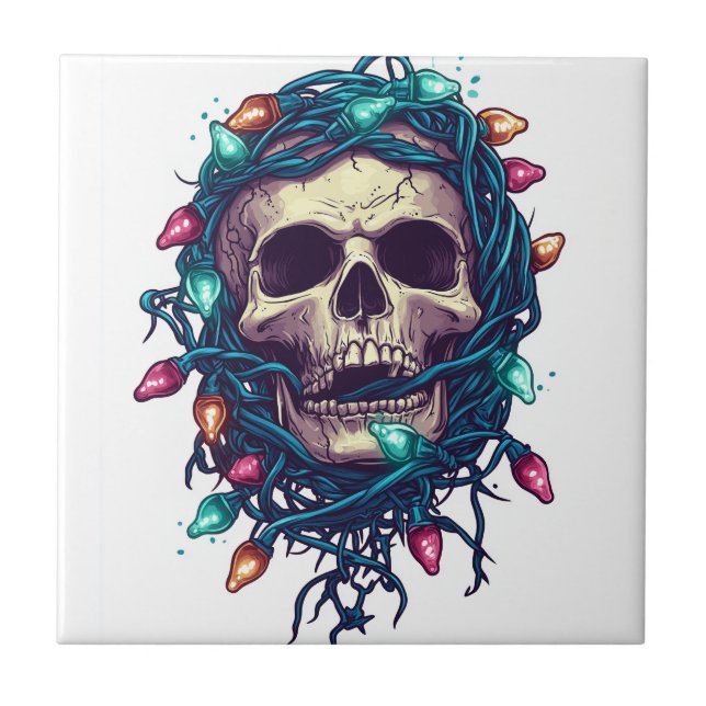 Crânio Emaranhado de Skullmas - Esqueleto de Natal (Frente)