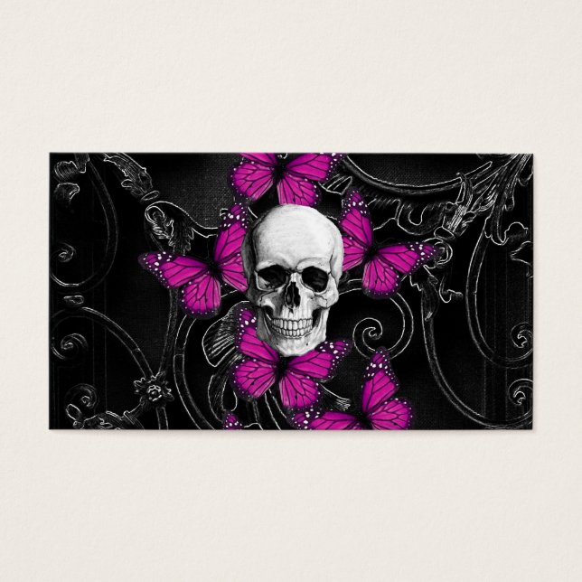 Crânio fantasma e borboletas rosa-quente (Frente)