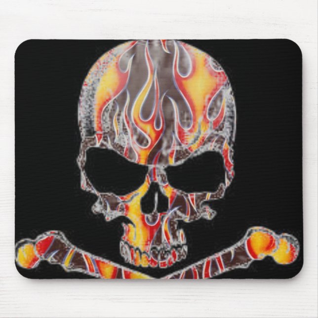 Crânio flamejante & Crossbones Mousepad (Frente)