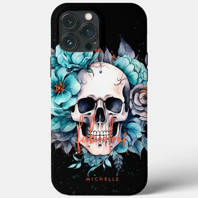 Crânio Floral Adulto Fabooloso Halloween Case-Mat (Verso)
