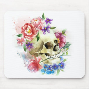 Crânio floral Diâmetro de los Muertos Mousepad