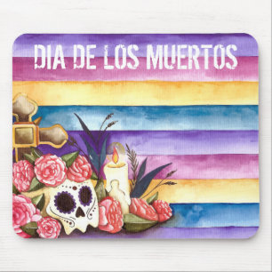 Crânio floral Diâmetro de los Muertos Mousepad