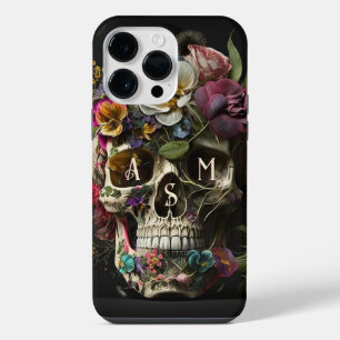 Crânio Floral Góthico Pagan Monograma Inicial