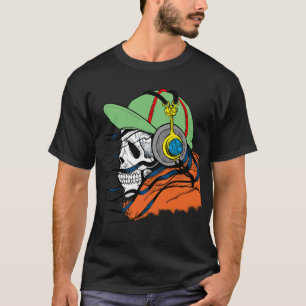 Crânio, Fones de ouvido, Capuz, Chapéu, Camiseta