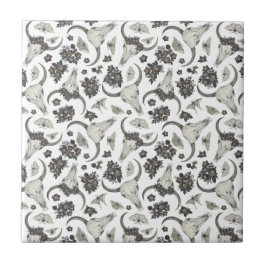 Crânio Gótico De Animais Com Padrão De Flores