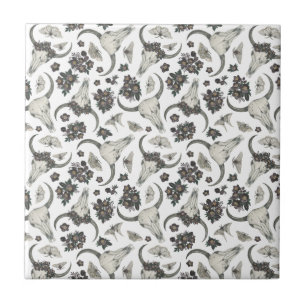 Crânio Gótico De Animais Com Padrão De Flores