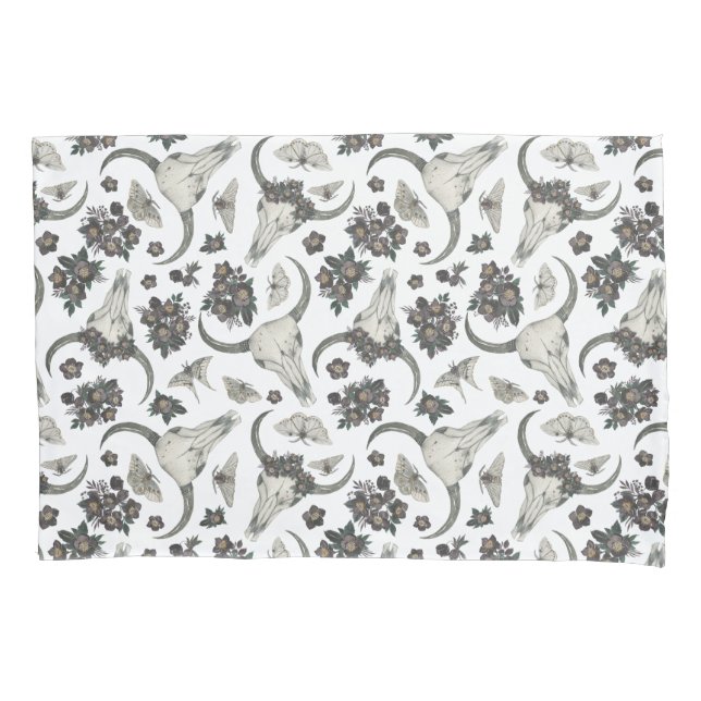 Crânio Gótico De Animais Com Padrão De Flores (Frente)