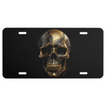 Crânio negro e dourado