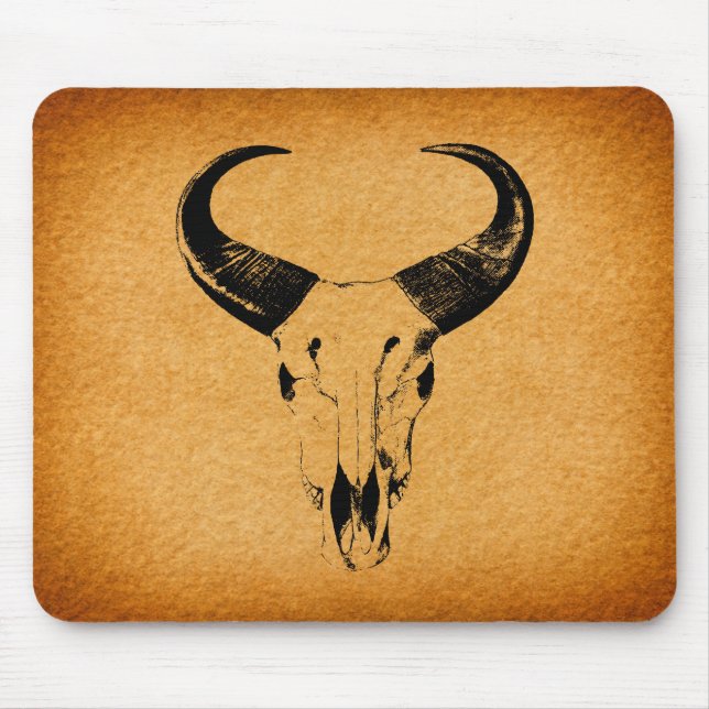 Crânio ocidental rústico Mousepad de Bull (Frente)
