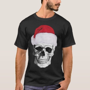 crânio Papai Noel, camisa do xmas t