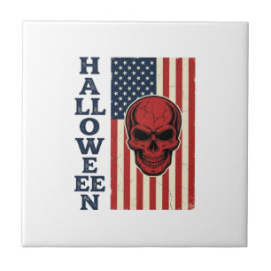Cranio Patriótico de Halloween Bandeira Assustador