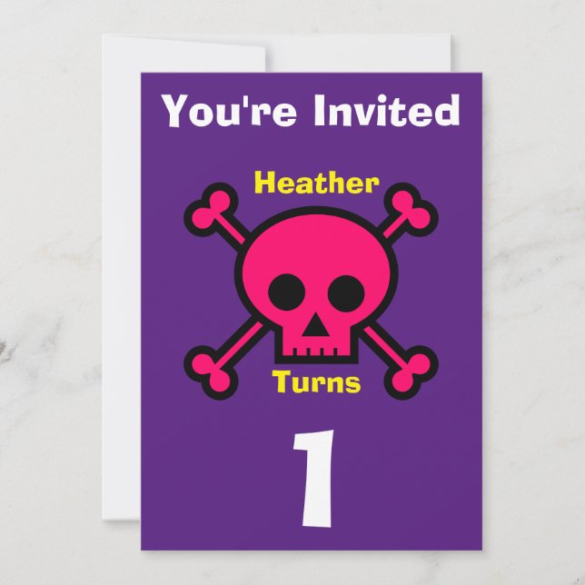 Crânio Personalizado do Convite - Nome/idade da ad (Frente)