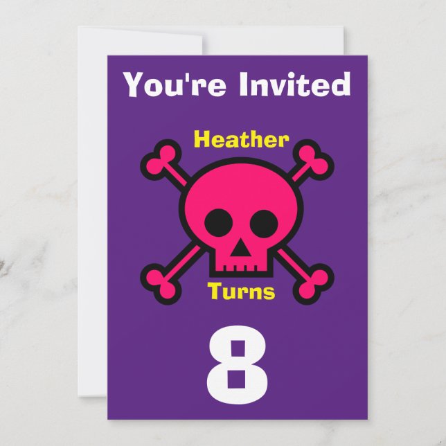 Crânio Personalizado do Convite - Nome/idade da ad (Frente)