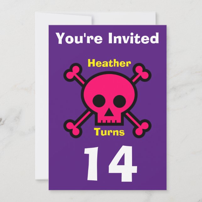 Crânio Personalizado do Convite - Nome/idade da ad (Frente)