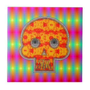 Crânio Robô Colorido No Fundo Do Arco-Íris