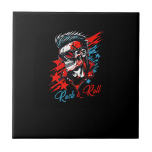 crânio rock and roll art para camisa