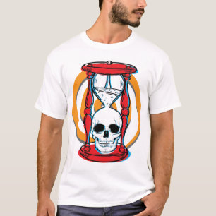 Crânio tonto e ampulheta-para camisas leves