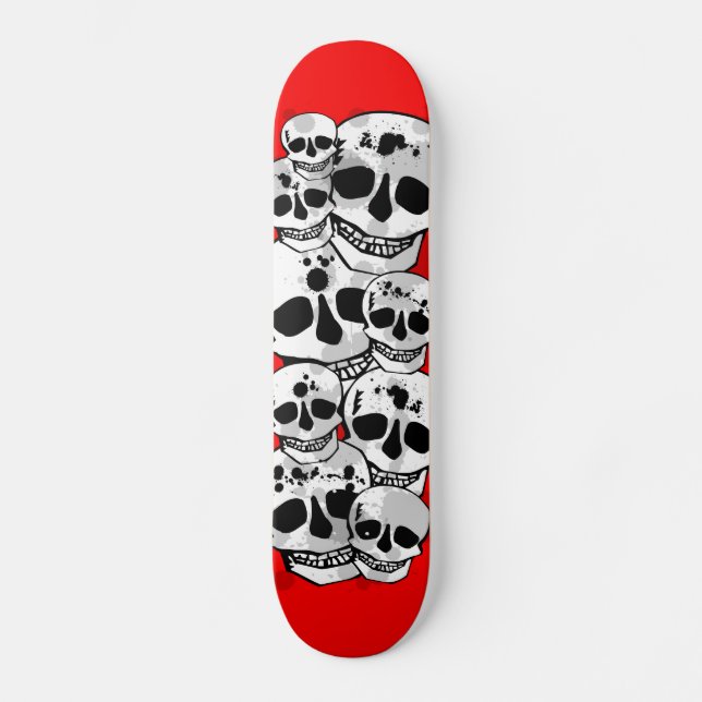 Crânios de pintura vermelha de skate preto (Frente)