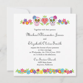 Crânios e Flores de Açúcar Convite para Casamento