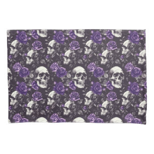 Crânios e Rosas de preto e roxo gótico