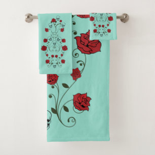 Crânios e Rosas Toalha de Banheiro