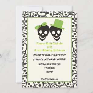 Crânios elegantes convite para o casamento verde