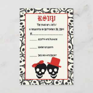 Crânios elegantes o Dia das Bruxas RSVP wedding