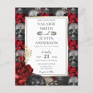 Crânios Florais Góticos Casando Tudo em Uma Mosca