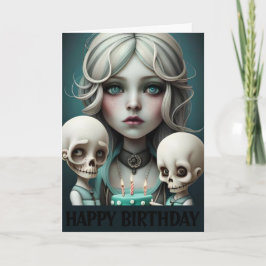 Crânios, humor, gótico, emo, de cartão de aniversá