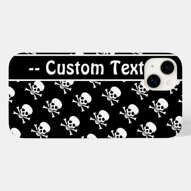 Crânios Pretos e Brancos com Texto Personalizado (Verso (horizontal))