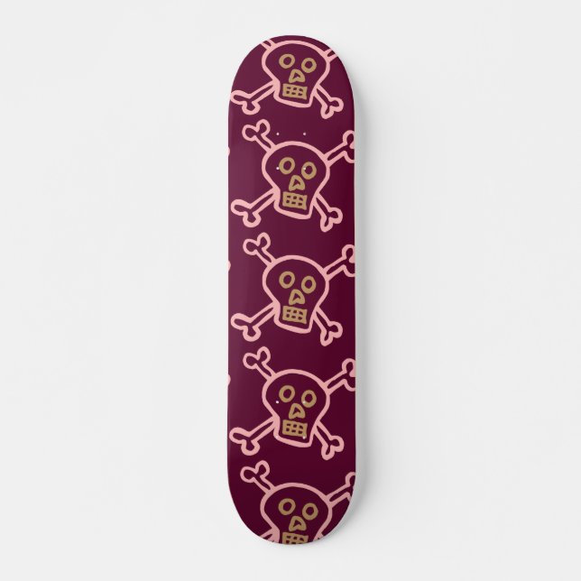 CRÂNIOS ROSAS E TIBIAS MENINAS SKATE (Frente)