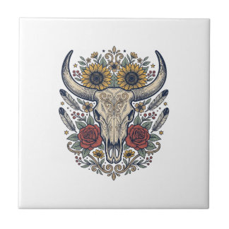 Cravo Floral Vintage Crânio de Touro Ocidental