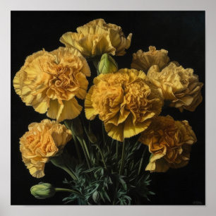 Cravos Amarelos Flor Arte Impressão Poster