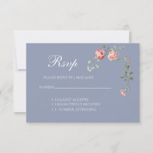 Cravos e cartão de RSVP de casamento azul