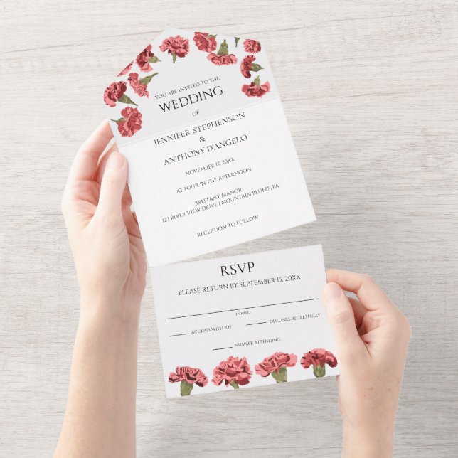 Cravos Rosa Luxe Moderno Personalizado Floral Mode (Aba destacável)