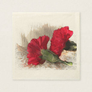 Cravos Vermelhos em Guardanapo de Papel Brocade