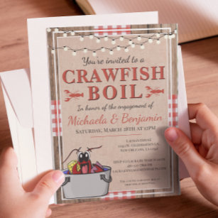 Crawfish Boil Festa de noivado Rustic Convite