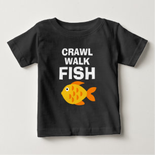 Crawl Walk Peixe brincadeira camisa de bebê