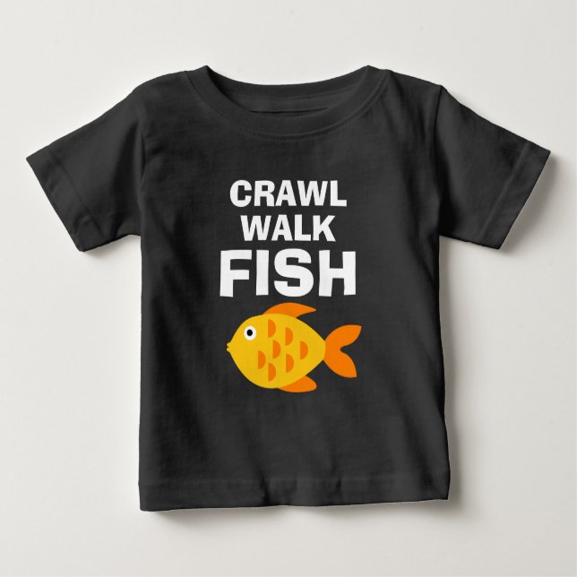 Crawl Walk Peixe brincadeira camisa de bebê (Frente)