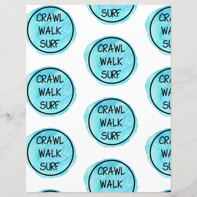 Crawl Walk Surf Blue Patterno Scrapbook Paper (Frente)