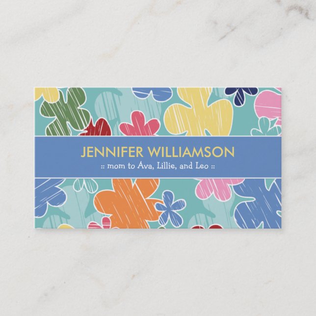 Crayon - Cartão de Mamãe de desenho (azul) (Frente)