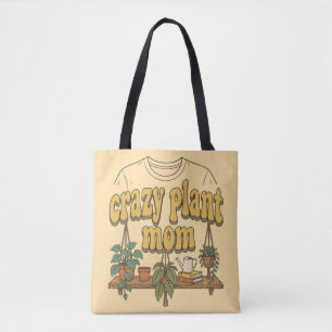 Crazy Plant Mom Sacola Tote Estilo 70s Distress e