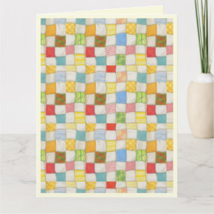 CRAZY QUILT Grande Cartão de Agradecimento / Creme