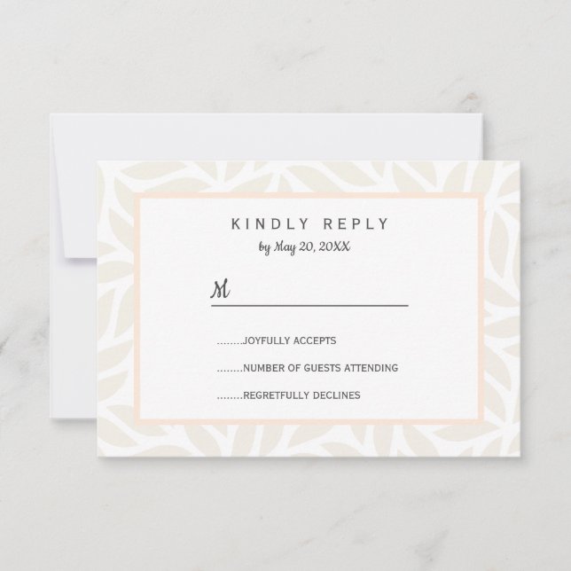 Cream abstrato foliage chic Wedding RSVP (Frente)