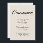 Cream Anúncio Adiado Cartão de Casamento<br><div class="desc">Aqui está um simples cartão para notificar seus convidados se for necessário mudar sua data de casamento. Use os campos de modelo para adicionar seus detalhes pessoais e tornar este design elegante e minimalista seu próprio. O fundo do creme pode ser alterado para qualquer cor que você preferir. Todas as...</div>