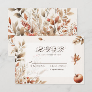 Cream Autumn Harvest Wedding RSVP Resposta Botânic