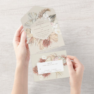 Cream Beige Floral de Grama Seca Pampas Casame