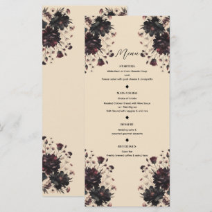 Cream Beige Vintage Chique Moody Floral Menu